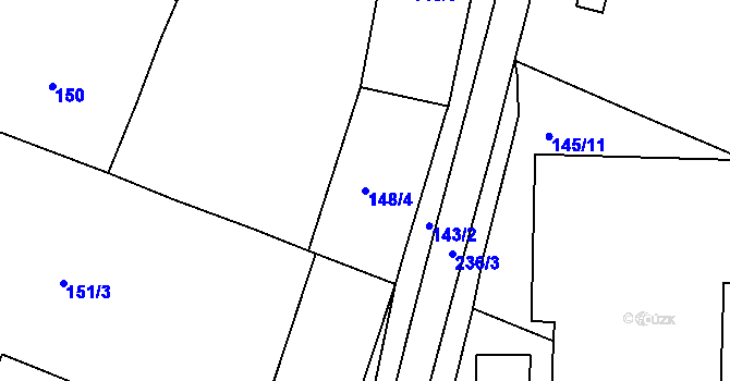 Parcela st. 148/4 v KÚ Sušany, Katastrální mapa