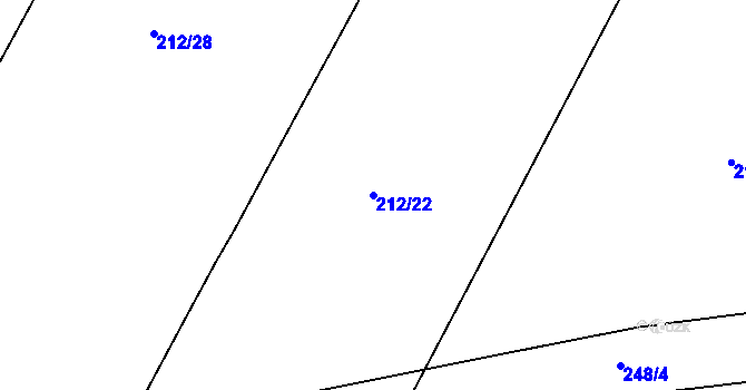 Parcela st. 212/22 v KÚ Sušany, Katastrální mapa
