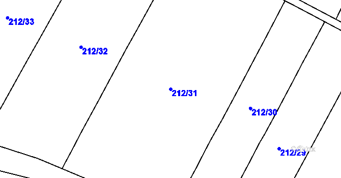 Parcela st. 212/31 v KÚ Sušany, Katastrální mapa