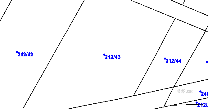 Parcela st. 212/43 v KÚ Sušany, Katastrální mapa