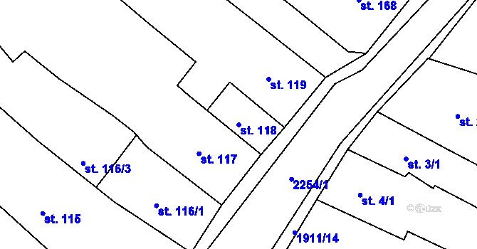 Parcela st. 118 v KÚ Sušice nad Otavou, Katastrální mapa