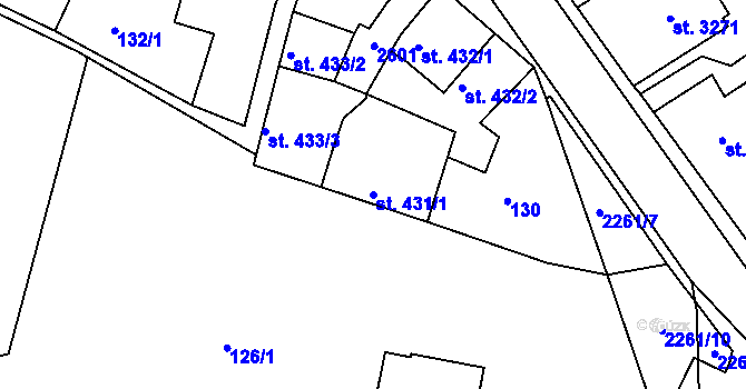 Parcela st. 431/1 v KÚ Sušice nad Otavou, Katastrální mapa
