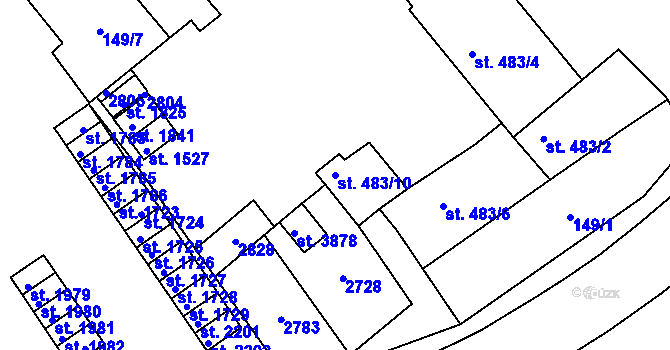 Parcela st. 483/10 v KÚ Sušice nad Otavou, Katastrální mapa