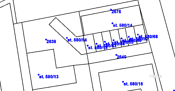 Parcela st. 580/15 v KÚ Sušice nad Otavou, Katastrální mapa
