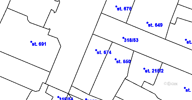 Parcela st. 674 v KÚ Sušice nad Otavou, Katastrální mapa