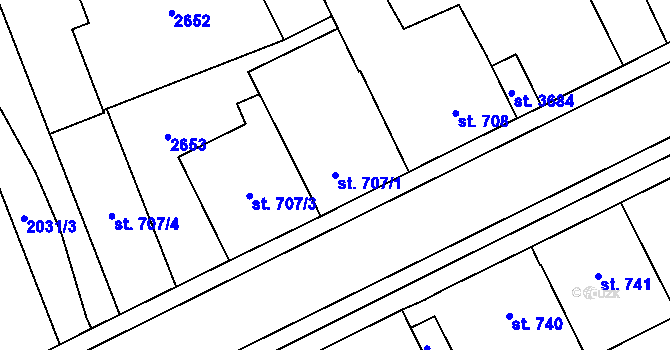 Parcela st. 707/1 v KÚ Sušice nad Otavou, Katastrální mapa