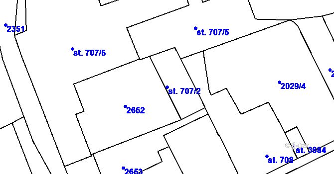 Parcela st. 707/2 v KÚ Sušice nad Otavou, Katastrální mapa