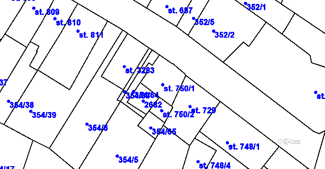 Parcela st. 750/1 v KÚ Sušice nad Otavou, Katastrální mapa