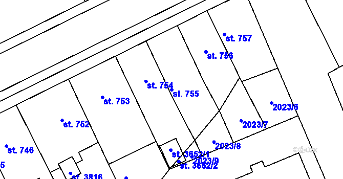 Parcela st. 755 v KÚ Sušice nad Otavou, Katastrální mapa