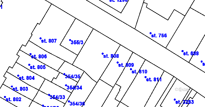 Parcela st. 808 v KÚ Sušice nad Otavou, Katastrální mapa