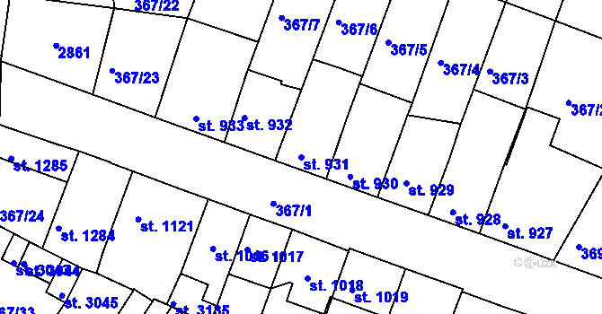 Parcela st. 931 v KÚ Sušice nad Otavou, Katastrální mapa