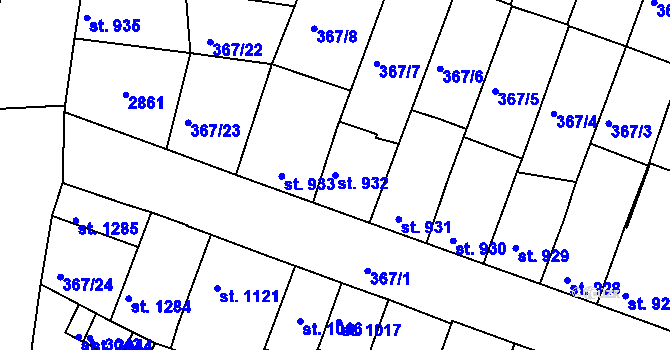 Parcela st. 932 v KÚ Sušice nad Otavou, Katastrální mapa