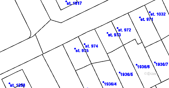 Parcela st. 974 v KÚ Sušice nad Otavou, Katastrální mapa