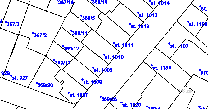 Parcela st. 1010 v KÚ Sušice nad Otavou, Katastrální mapa