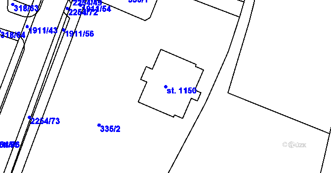 Parcela st. 1150 v KÚ Sušice nad Otavou, Katastrální mapa