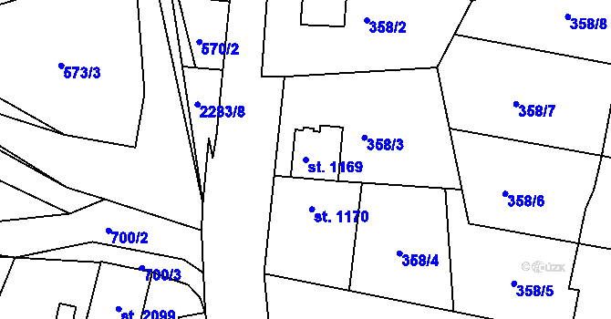 Parcela st. 1169 v KÚ Sušice nad Otavou, Katastrální mapa