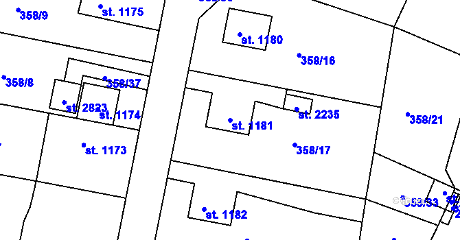 Parcela st. 1181 v KÚ Sušice nad Otavou, Katastrální mapa
