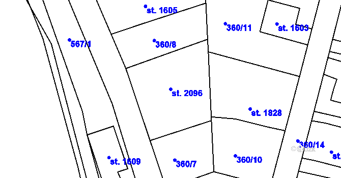 Parcela st. 2096 v KÚ Sušice nad Otavou, Katastrální mapa