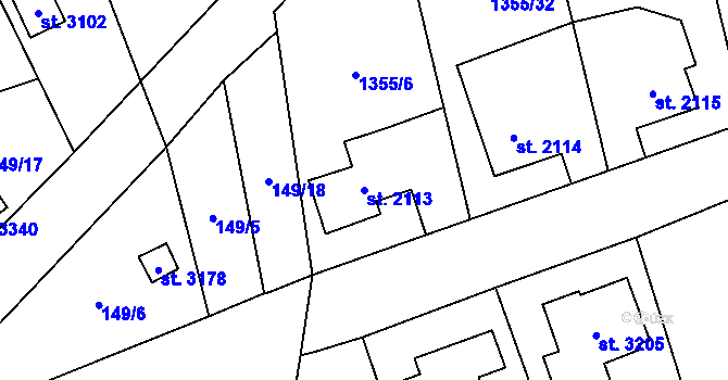 Parcela st. 2113 v KÚ Sušice nad Otavou, Katastrální mapa