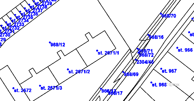 Parcela st. 2671/1 v KÚ Sušice nad Otavou, Katastrální mapa