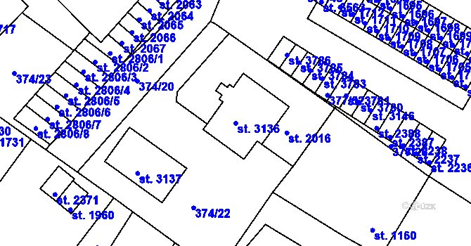 Parcela st. 3136 v KÚ Sušice nad Otavou, Katastrální mapa