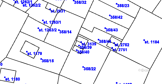 Parcela st. 3139 v KÚ Sušice nad Otavou, Katastrální mapa