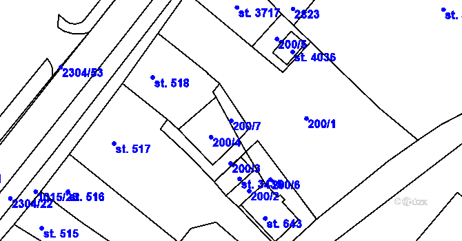 Parcela st. 200/7 v KÚ Sušice nad Otavou, Katastrální mapa