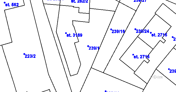 Parcela st. 239/1 v KÚ Sušice nad Otavou, Katastrální mapa