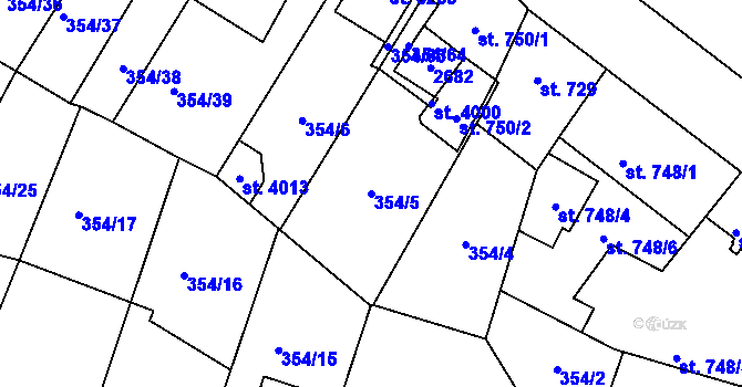 Parcela st. 354/5 v KÚ Sušice nad Otavou, Katastrální mapa