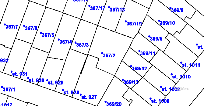 Parcela st. 367/2 v KÚ Sušice nad Otavou, Katastrální mapa