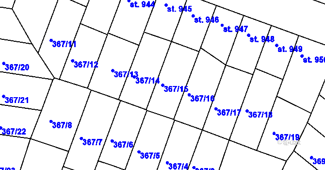 Parcela st. 367/15 v KÚ Sušice nad Otavou, Katastrální mapa