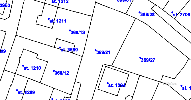 Parcela st. 369/21 v KÚ Sušice nad Otavou, Katastrální mapa