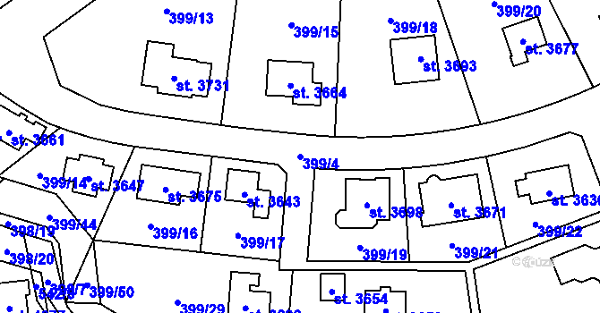Parcela st. 399/4 v KÚ Sušice nad Otavou, Katastrální mapa