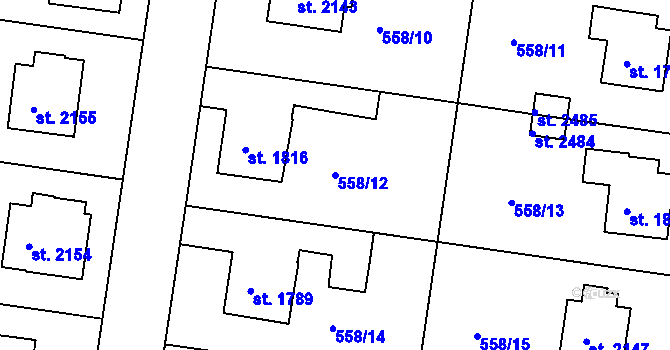Parcela st. 558/12 v KÚ Sušice nad Otavou, Katastrální mapa