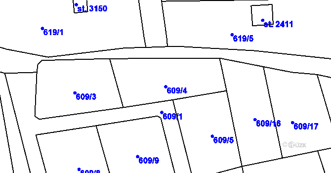 Parcela st. 609/4 v KÚ Sušice nad Otavou, Katastrální mapa
