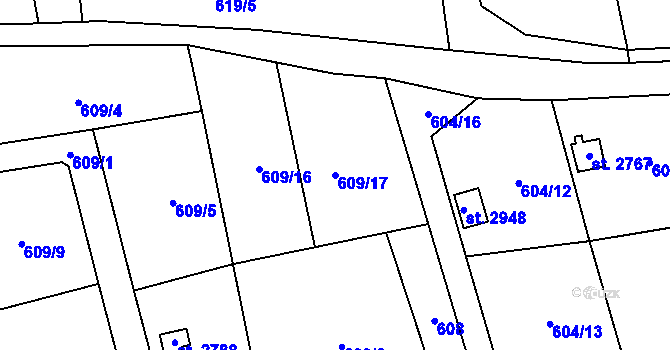 Parcela st. 609/17 v KÚ Sušice nad Otavou, Katastrální mapa