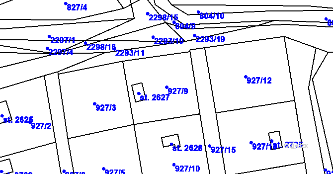 Parcela st. 927/9 v KÚ Sušice nad Otavou, Katastrální mapa