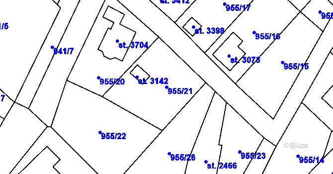Parcela st. 955/21 v KÚ Sušice nad Otavou, Katastrální mapa