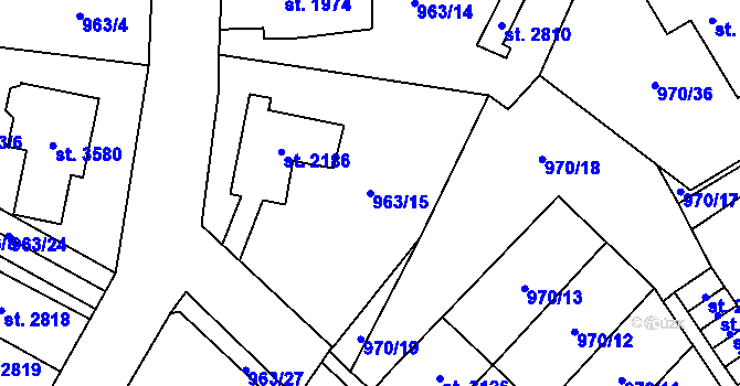 Parcela st. 963/15 v KÚ Sušice nad Otavou, Katastrální mapa