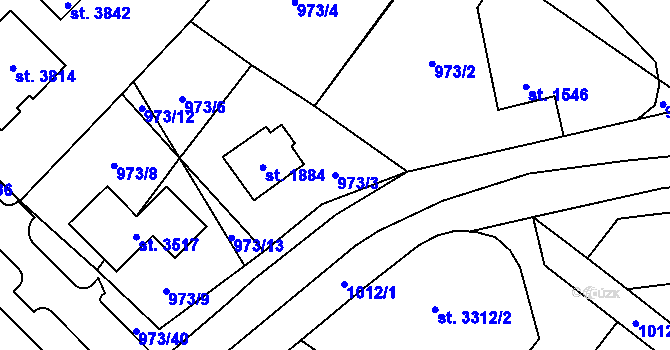 Parcela st. 973/3 v KÚ Sušice nad Otavou, Katastrální mapa