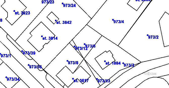 Parcela st. 973/6 v KÚ Sušice nad Otavou, Katastrální mapa