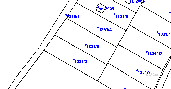Parcela st. 1331/3 v KÚ Sušice nad Otavou, Katastrální mapa