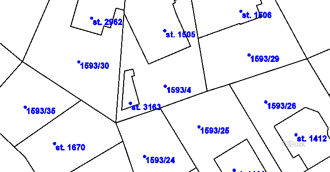 Parcela st. 1593/4 v KÚ Sušice nad Otavou, Katastrální mapa