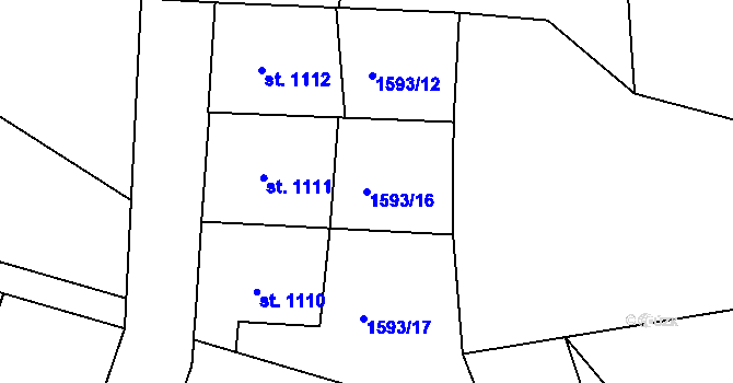Parcela st. 1593/16 v KÚ Sušice nad Otavou, Katastrální mapa