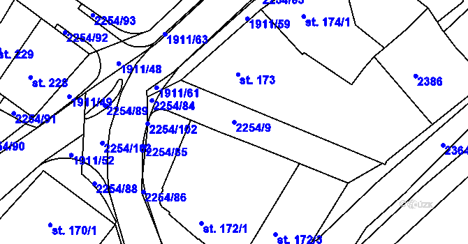 Parcela st. 2254/9 v KÚ Sušice nad Otavou, Katastrální mapa