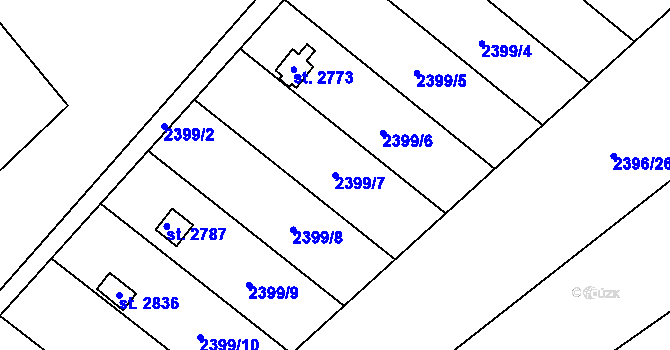 Parcela st. 2399/7 v KÚ Sušice nad Otavou, Katastrální mapa