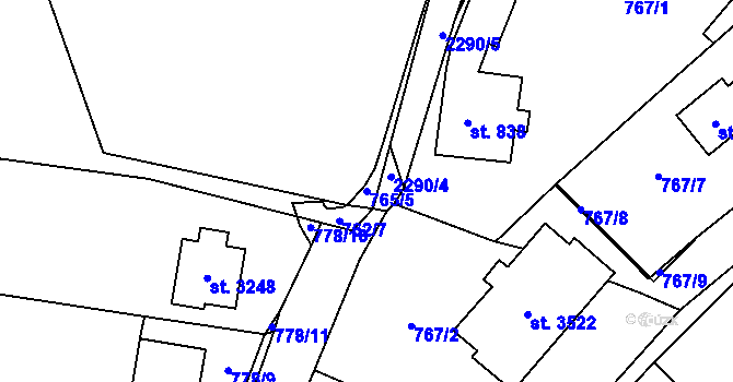 Parcela st. 765/5 v KÚ Sušice nad Otavou, Katastrální mapa