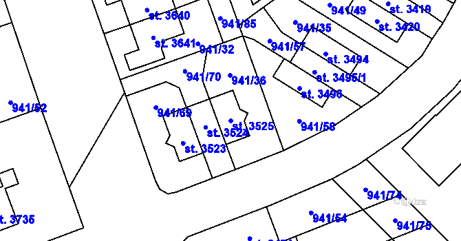 Parcela st. 3525 v KÚ Sušice nad Otavou, Katastrální mapa