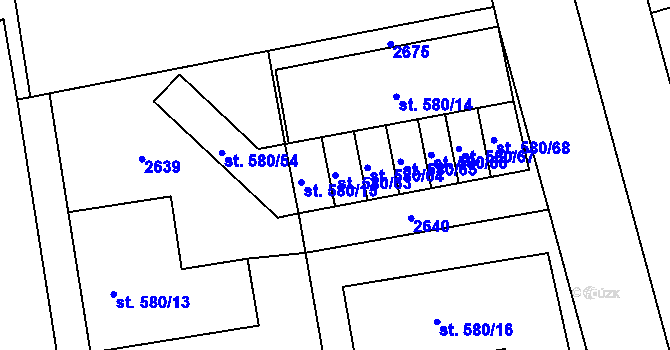 Parcela st. 580/63 v KÚ Sušice nad Otavou, Katastrální mapa