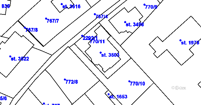 Parcela st. 3503 v KÚ Sušice nad Otavou, Katastrální mapa